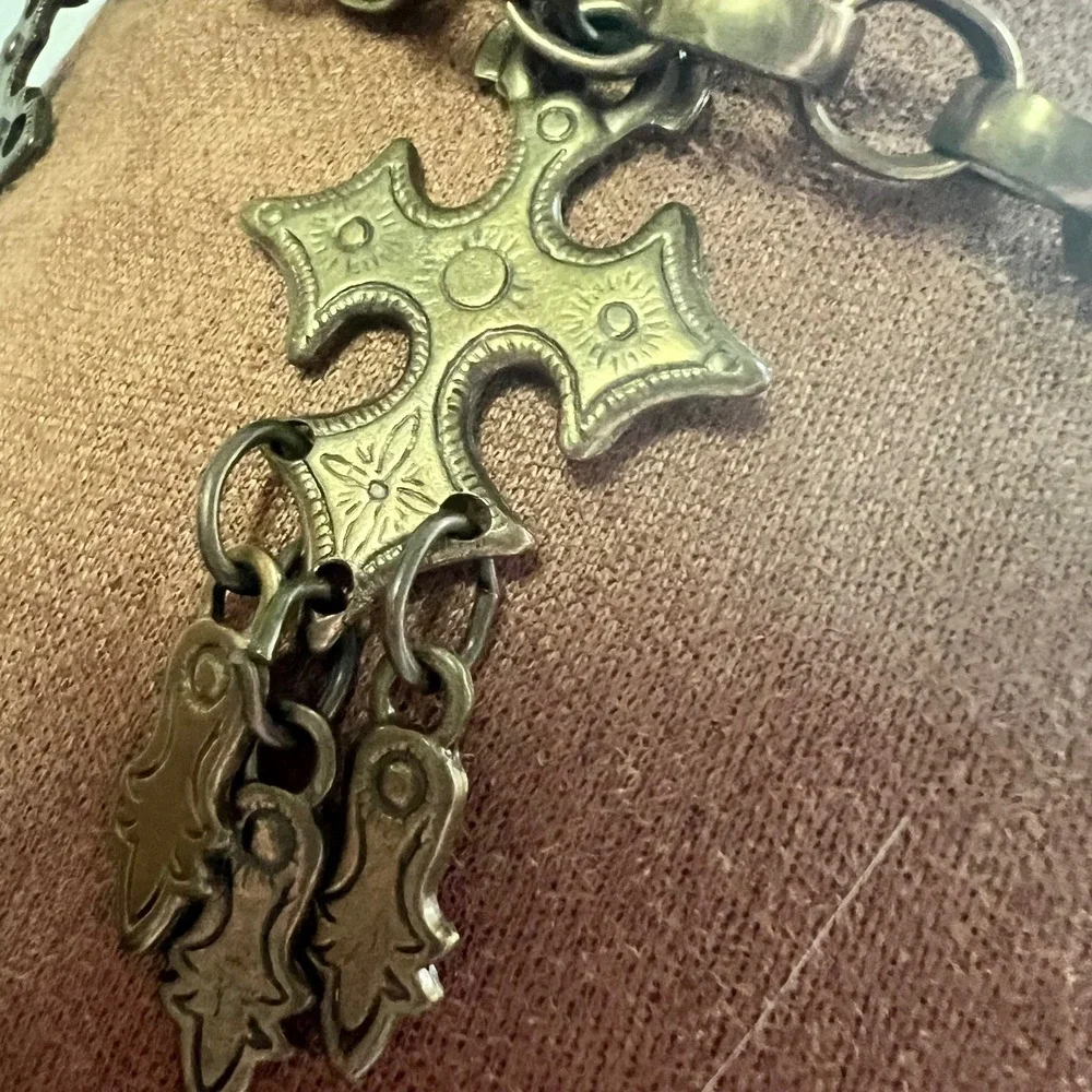 Studio In New York Brass Charm Chain Belt Made in Italy 40 Inch Whimsical Goth